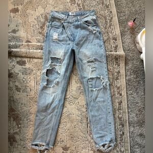 Casual Distressed Blue Boyfriend Jeans